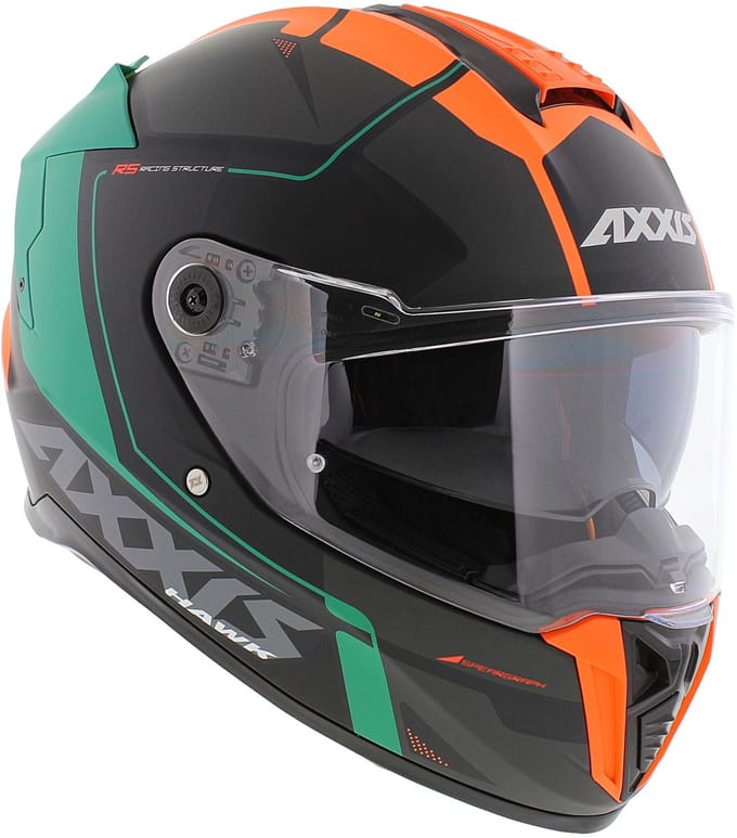 Axxis Hawk SV Integraal helm Spear B4 mat zwart groen oranje