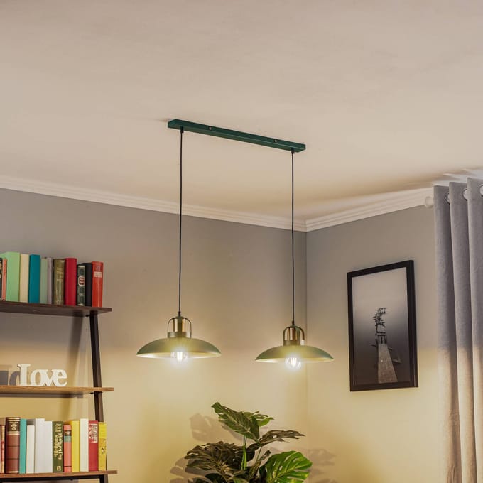 Groene Hanglamp FELIX 2xE27 Metaal 75cm Verstelbaar