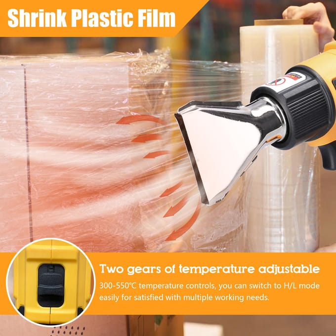Draadloze handbediende heteluchtmachine Lithium oplaadbare verwarmingsapparatuur Temperaturen instelbaar 5 Nozzels & 2 Scrapers veelkleurig