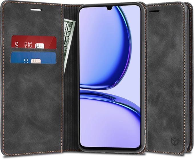 Hoesje geschikt voor Realme C53 - Techsuit Confy Book Wallet Case - Zwart