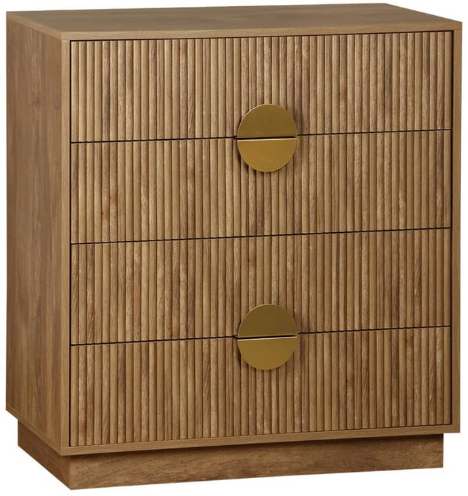 sweeek - Ladekast 4 lades gegroefd mangohouteffect 80cm - celian