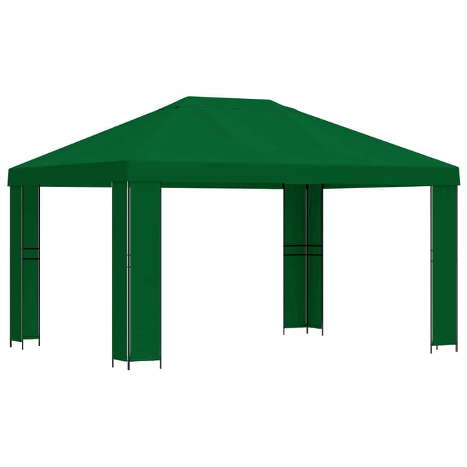 vidaXL - Prieel - 4 - × - 3 - m - Groen - Polyester - en - Staal - 190 - gsm