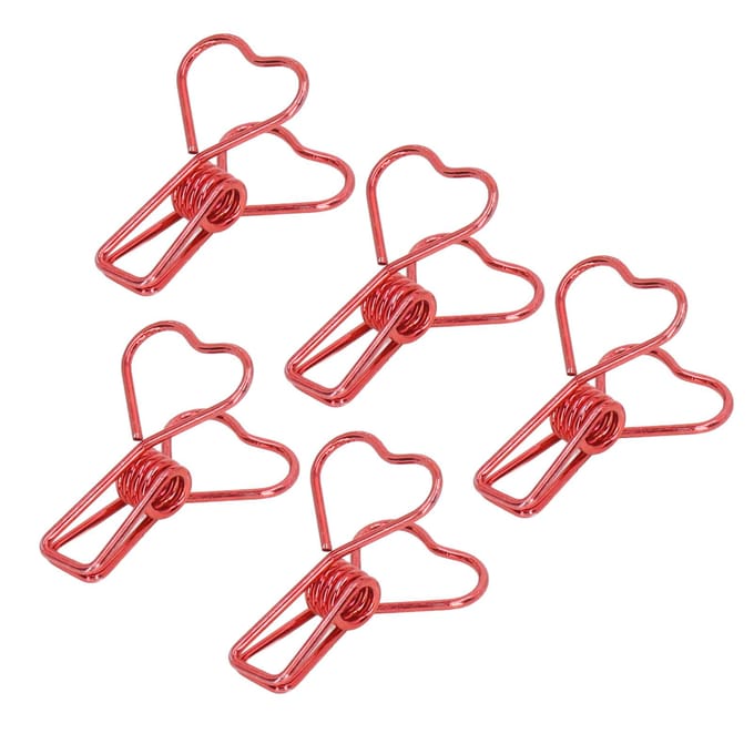 100 Stuks Binderclips Metaal Hartvorm Holle Kleine Binderclips voor Kantoordocumenten Certificaten rood