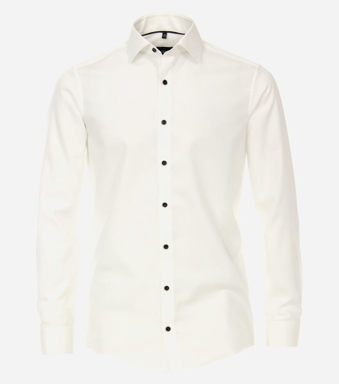 VENTI modern fit overhemd - popeline - wit met dubbele manchet - Strijkvrij - Boordmaat: 42