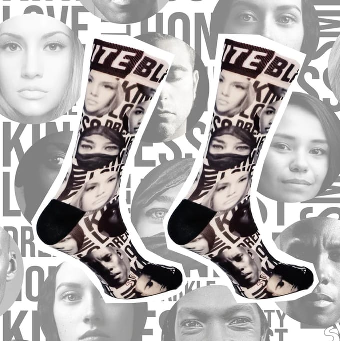 Sock My black white faces sokken maat 43/46