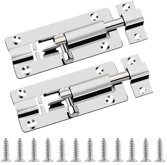Dailygoods - Set van 2 Roestvrijstalen Deurvergrendelingen met Schroeven