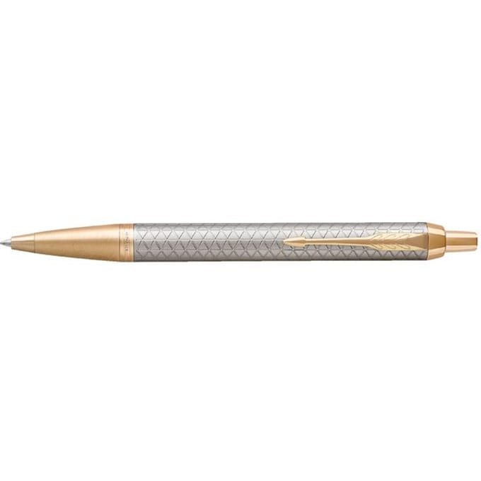 Parker IM Ballpoint Pen | Premium Warm Zilver | Gemiddeld Point Blauw Inkt | Gift Box