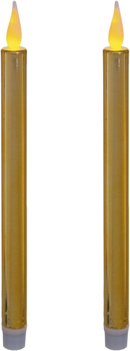 Feeric lights & Christmas LED dinerkaarsen - 2x - goud - 28 cm - glitter - sfeervol