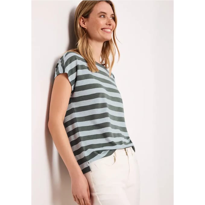 Shirt met hangende schouders, strepen en glitter