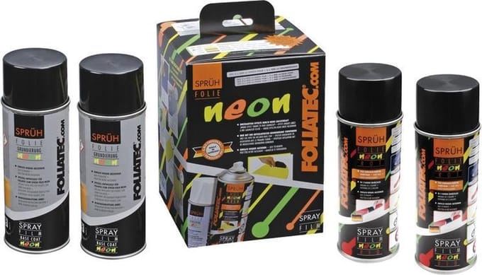 Foliatec Spray Film (Spuitfolie) NEON 4-delige Set - rood 2x400ml + basislaag 2x400ml