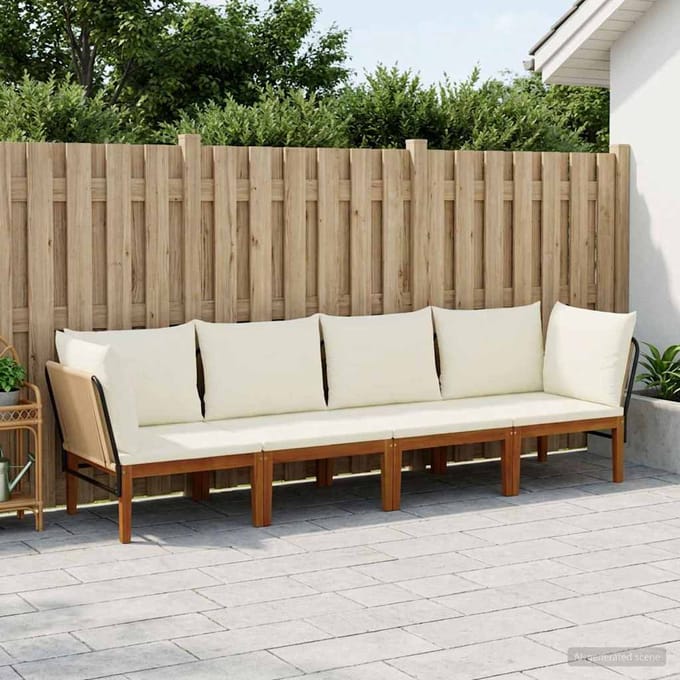 vidaXL - 4 - st - Massief - acaciahout - & - touw - Naturel