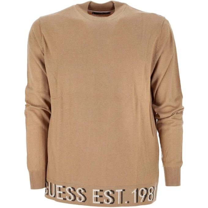 GUESS Alf Ls High Neck Log Travertine Sand Größe: M | Turtlenecks Outlet | Herren | Braun