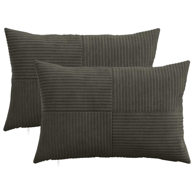 vidaXL - Kussensloop - 2 - pcs - ALMELO - Antracietkleurig - 50 - x - 75 - cm - corduroy