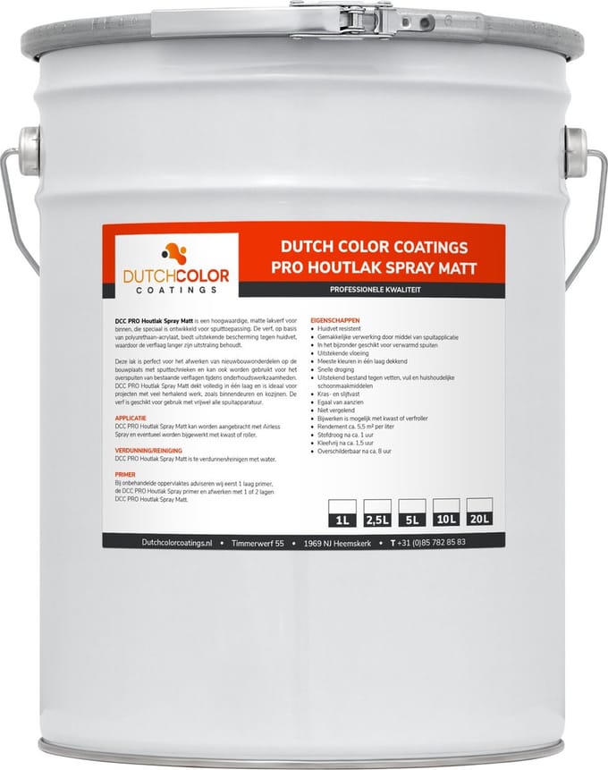 DCC PRO Aqua Houtlak Spray Matt - 20L - Wit