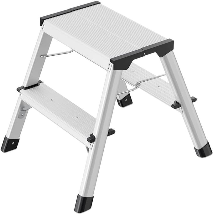 Aluminium Trapladder 2-traps met Soft-Grip en Klapvergrendeling - Werkhoogte tot 240 cm