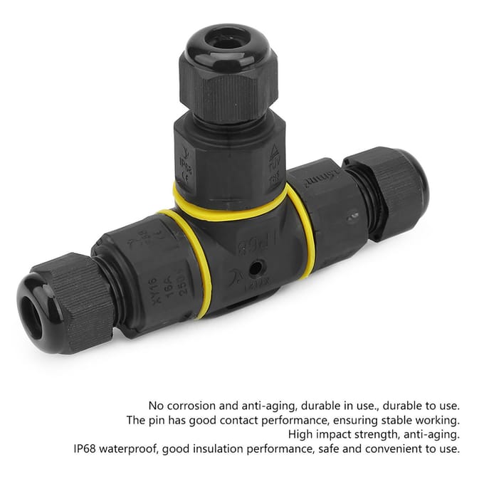 IP68 Waterdichte T-vormige 3-pins aansluitdoos Ondergrondse kabelmofconnector