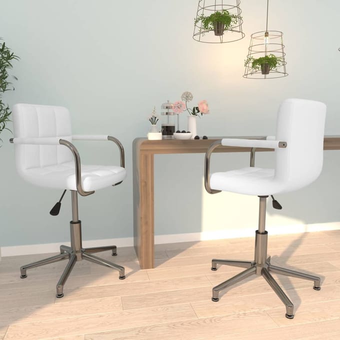 vidaXL - Eetkamerstoelen - draaibaar - 2 - st - kunstleer - wit