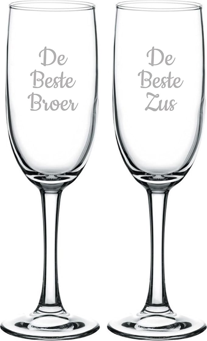 Gegraveerde Champagneglas 16,5cl De Beste Broer- De Beste Zus