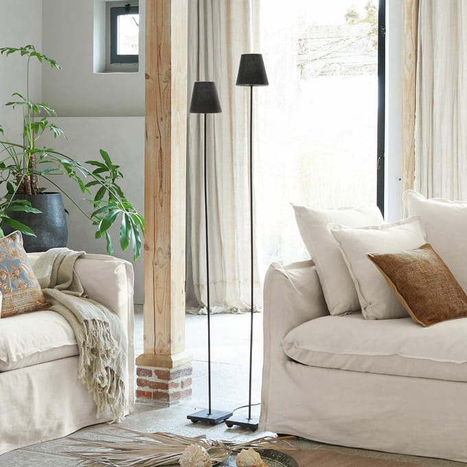 LOBERON Staande lamp set van 2 Tacoma zwart