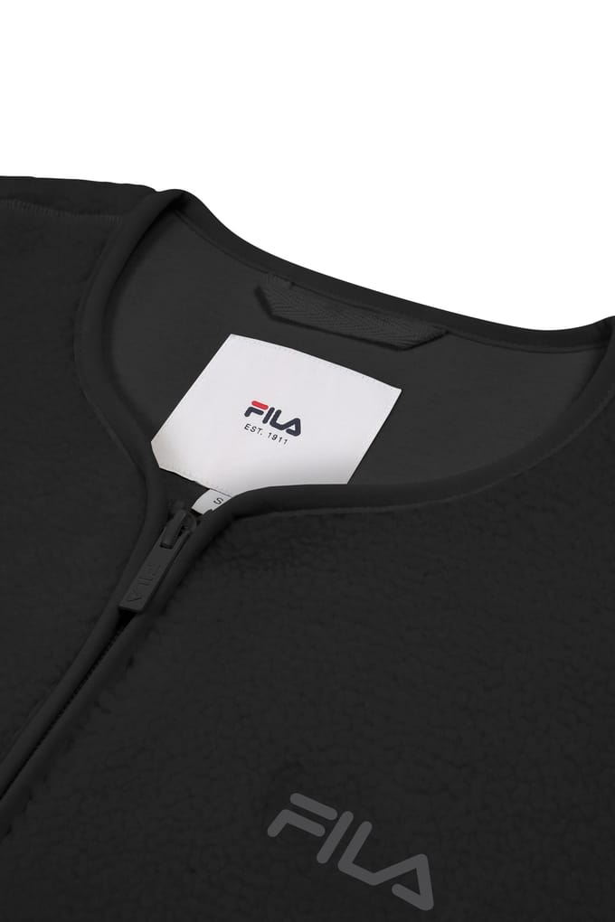 FILA Cassiano Relaxed Teddy Fleece Jacket Black Größe: S | Leichte Jacken Outlet | Damen | Schwarz