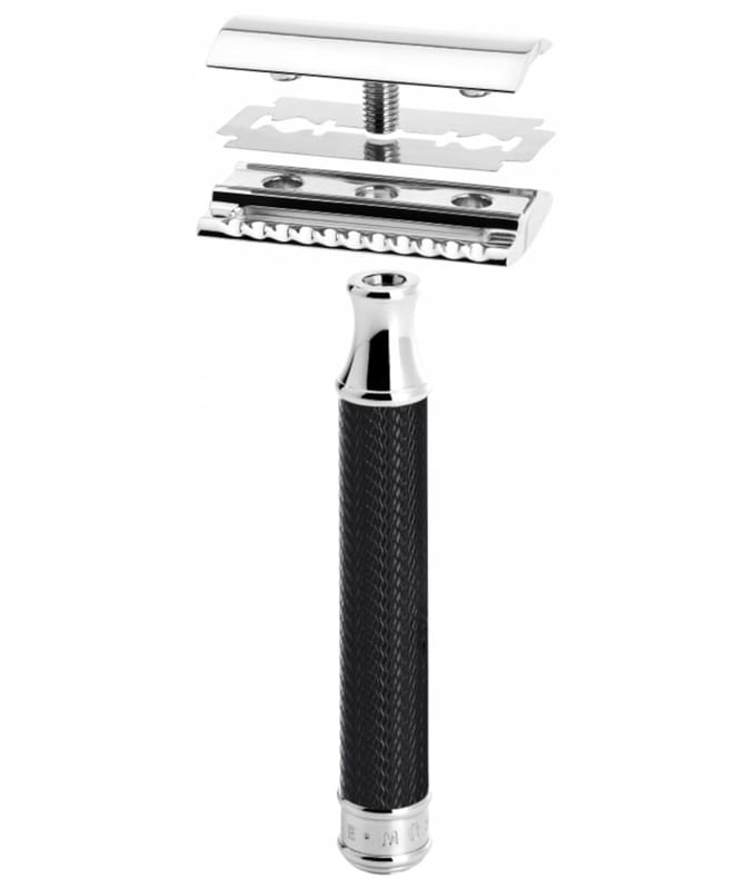 Mühle R89 Black Scheermes Houder - Klassiek Metaal, Zacht Scheren