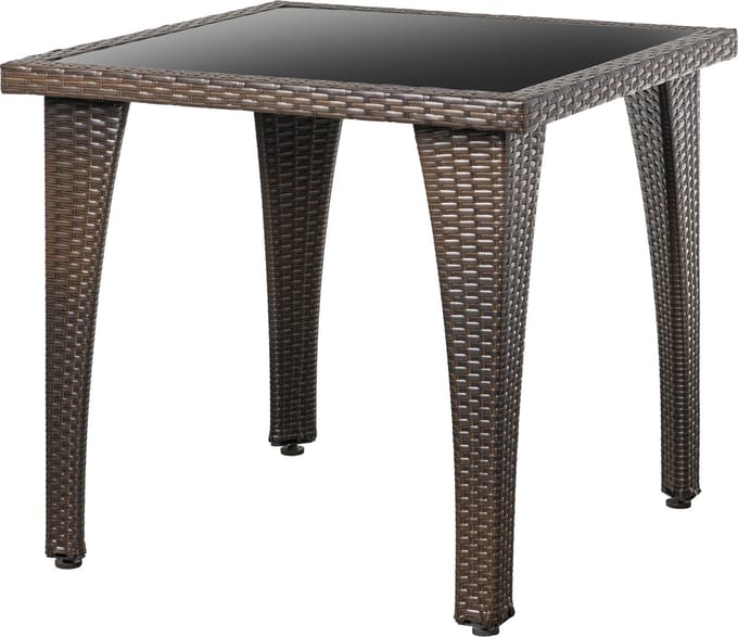 Brulo tuintafel - 80x80x72 cm - 15 kg - rattan - glas