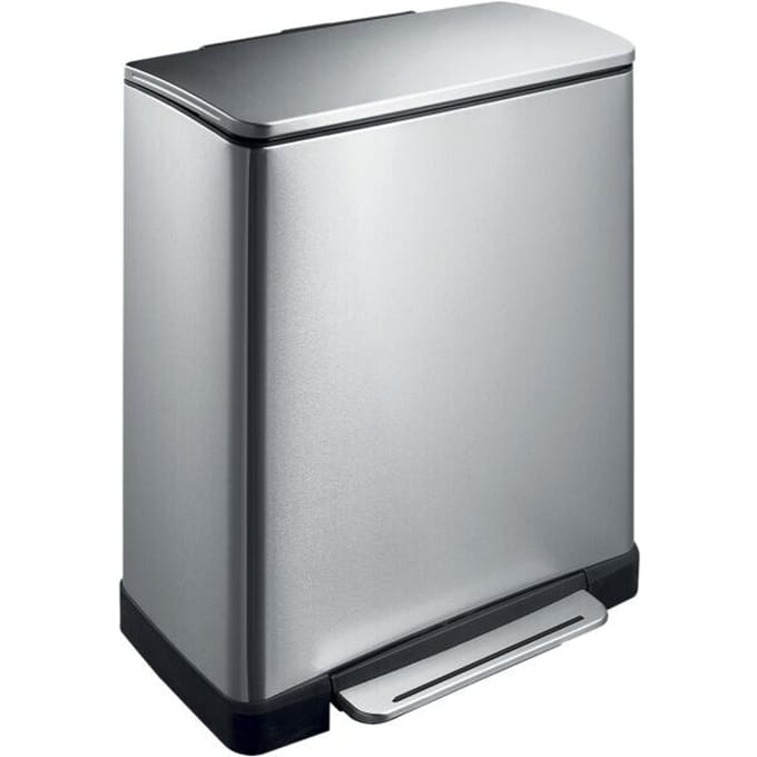 EKO - E-Cube recycling pedaalemmer 28+18 liter - Stainless steel Plastic - mat RVS - Prullenbak
