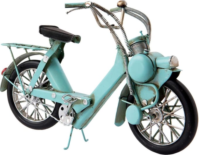 Clayre & Eef Decoratie Miniatuur Motor 27x9x17 cm Blauw IJzer