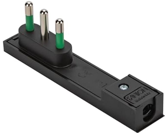 Ruimtebesparende Italiaanse stekker 2P+T 16A Zwart
