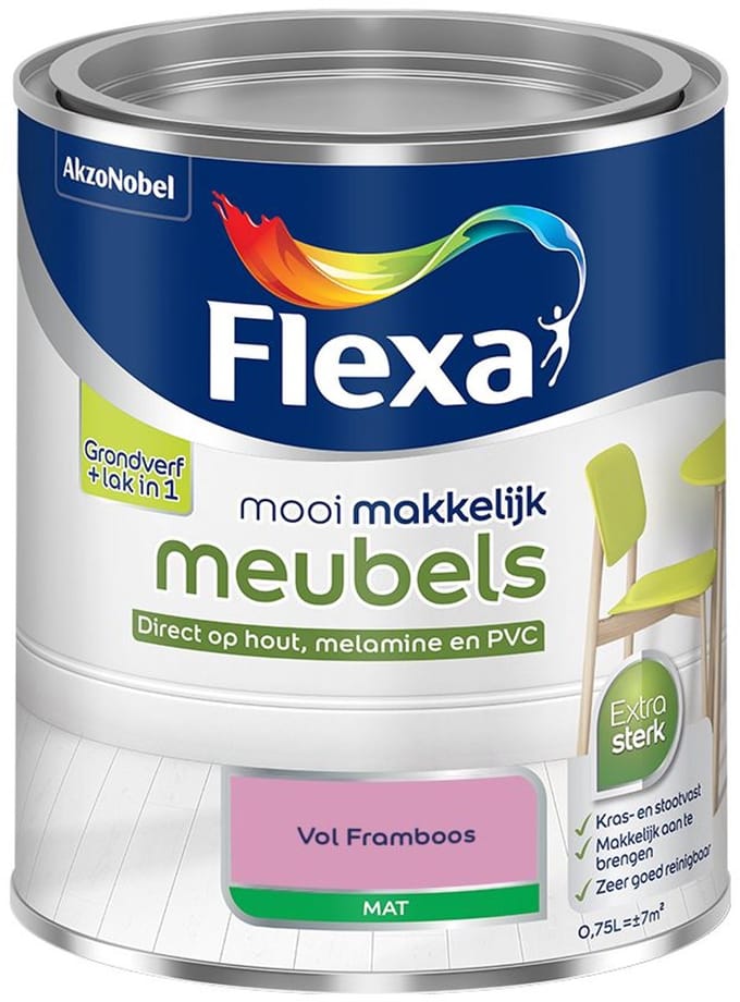Flexa - Mooi Makkelijk Meubels Mat - Vol Framboos - Mengverf - 750 Ml