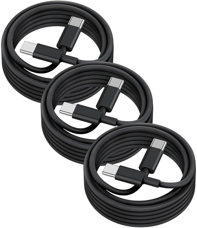 USB C naar USB C kabel - 2 Meter Oplaadkabel 3x - USB-C Oplader Kabel - Zwart