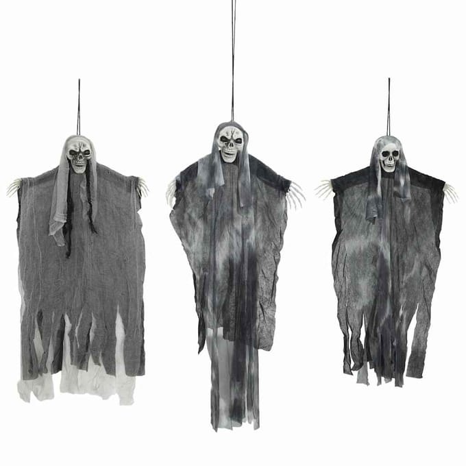 vidaXL - Halloween - Hangende - Geest - 3 - st - Zwart - 66 - x - 110 - cm - Polyester