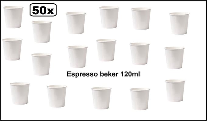 50x Koffie beker espresso karton wit 120ml - Espresso - Koffie thee chocomel soep drank water beker karton