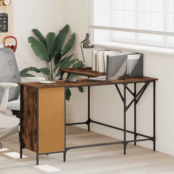 vidaXL - Bureau - 141x141x75 - cm - bewerkt - hout - gerookt - eikenkleurig