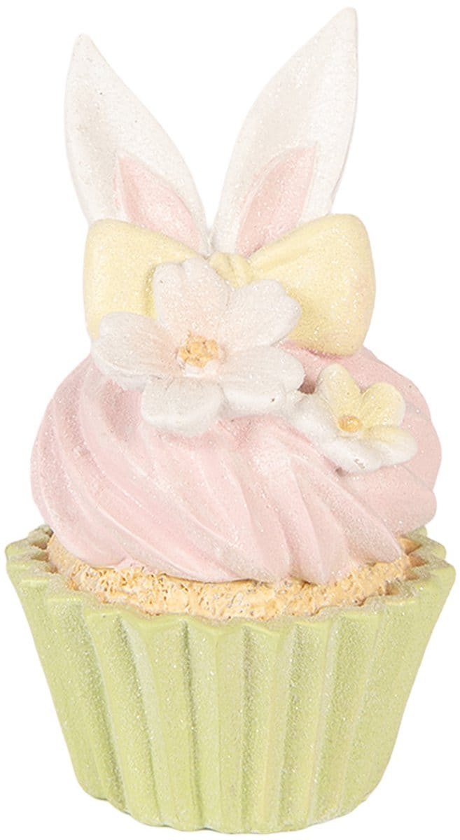 Clayre & Eef Decoratie Beeld Taart Ø 7x13 cm Roze Kunststof