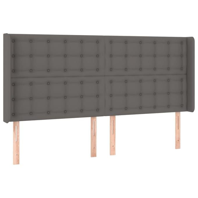 vidaXL - Hoofdbord - LED - 183x16x118/128 - cm - kunstleer - grijs