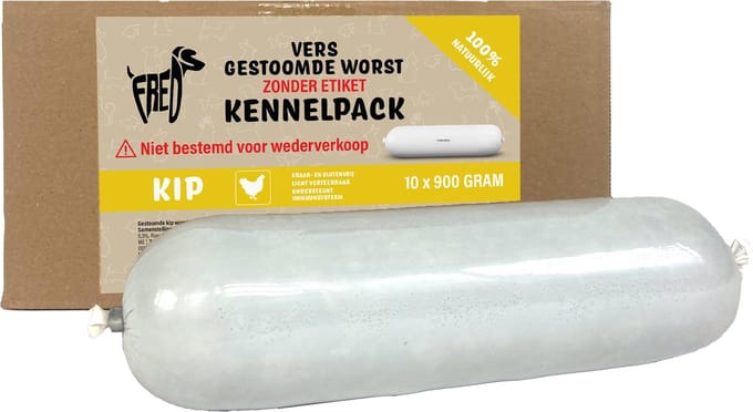 Freds Gestoomd Vers Vlees Worst Kennelpack Kip Tarwe En Glutenvrij