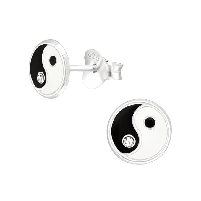 Montebello Oorbellen Yin - 925 Zilver E-Coating - Chinees Teken - ∅6mm
