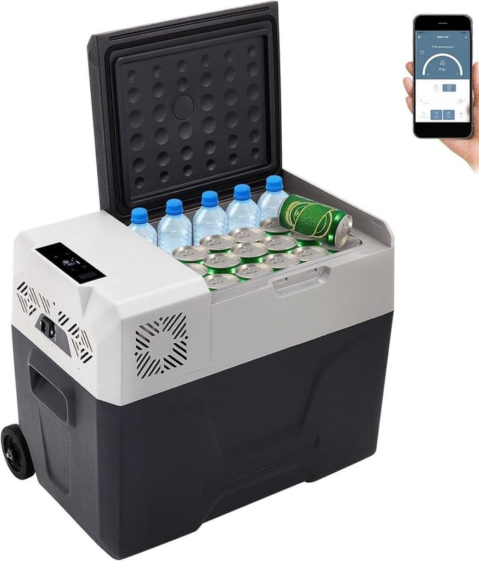 Compressor Koelbox - Reiskoelbox Mini Koelkast - Outdoor Activiteiten - Snel Temperatuur Instelbaar - 30 Liter - Grijs