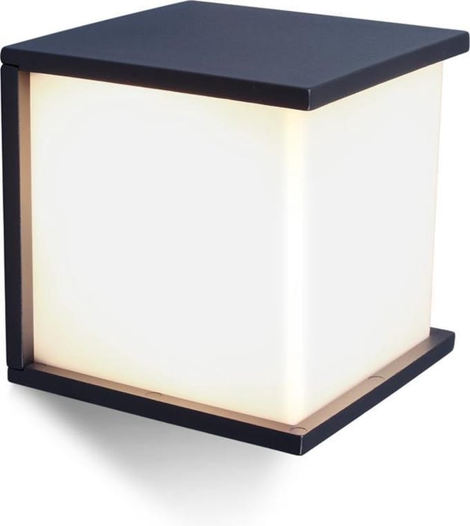 LUTEC Box Cube Wandlamp voor Buiten - E27 - Donkergrijs
