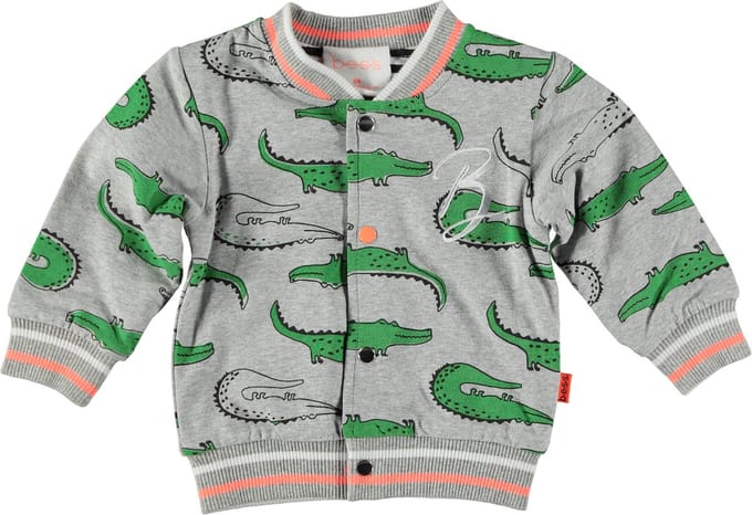BESS - Sweatvest grijs met krokodillen reversible  - Maat 62