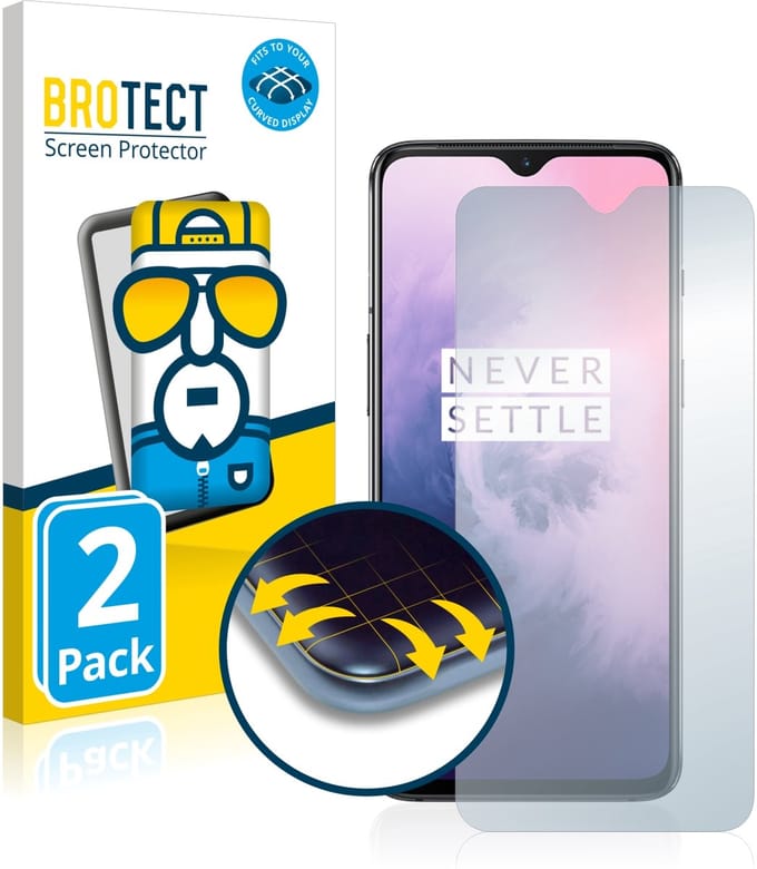 BROTECT - Screenprotector voor OnePlus 7 - Folie Beschermfolie transparant volledig dekking - 2 Stuks