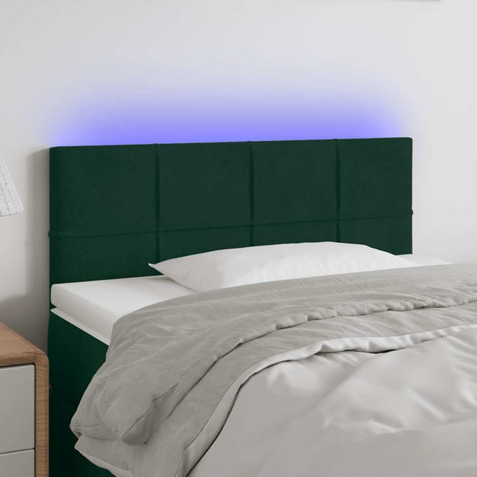 vidaXL - Hoofdbord - LED - 80x5x78/88 - cm - fluweel - donkergroen