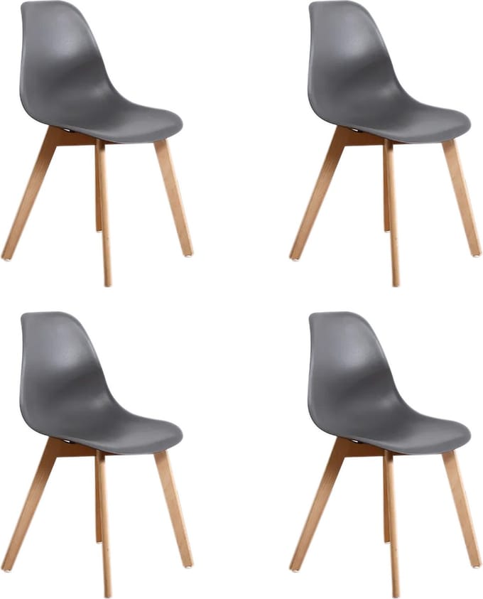 KITO - Eetkamerstoelen - set van 4 eettafel stoelen - grijs