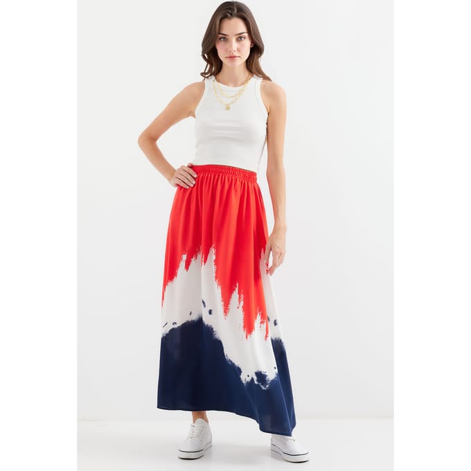 Gradient Maxi Rok met Elastische Taille
