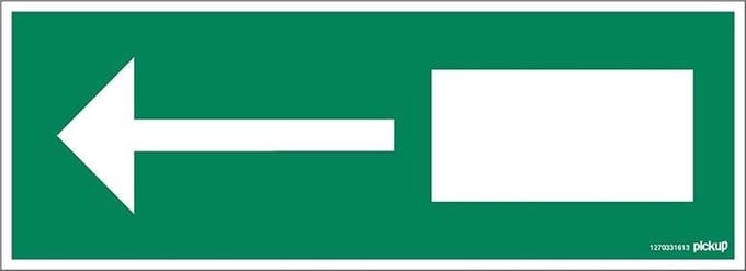 Pickup bord 33x12 cm - Nooduitgang pijl - conform oude NEN-ISO7010