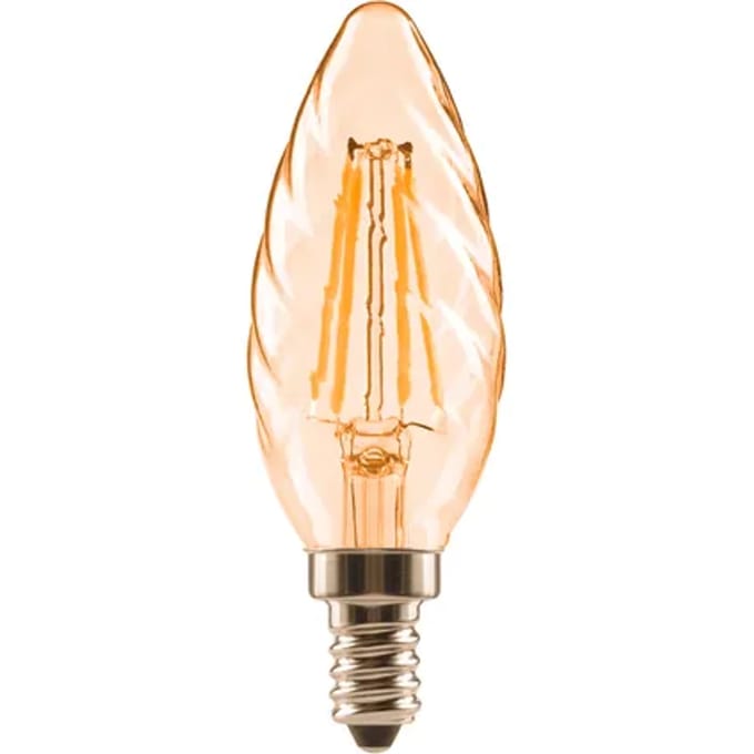 Sencys Ledfilamentlamp Kaars Ct35g Twisted - Amber - D3,5cm - Warm Wit - E14 - 4,5w