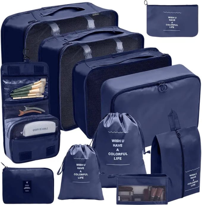 Livano Koffer Organizer Set - Packing Cubes - Compressie - Travel - Compression - Set - Roze 11 stuks