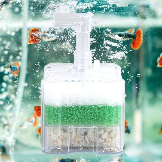 Aquarium Spons Luchtgedreven Filter Mini Meerlaagse Filtratie Vistentank Biochemisch Sponsfilter white