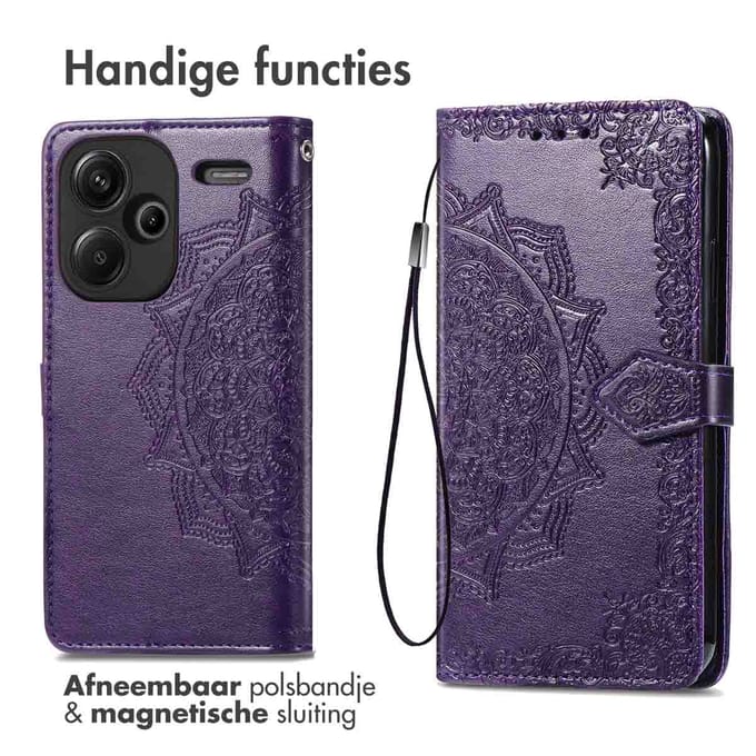 imoshion Hoesje - Geschikt voor Xiaomi Redmi Note 13 Pro Plus (5G) - Mandala Bookcase - Paars